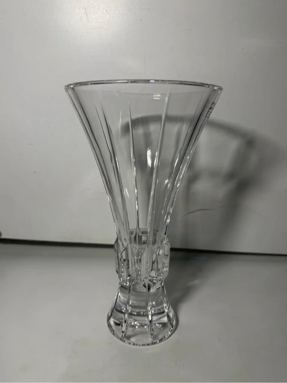Clear Glass Decorative Vase - Elegant Fluted Design